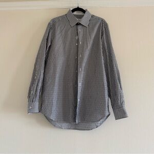 Robert Graham Men’s 41/16 Long Sleeve Dress Shirt Black White Stripe Illusion